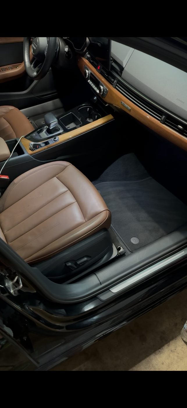 Audi A4 front seat and footwell, vacuumed