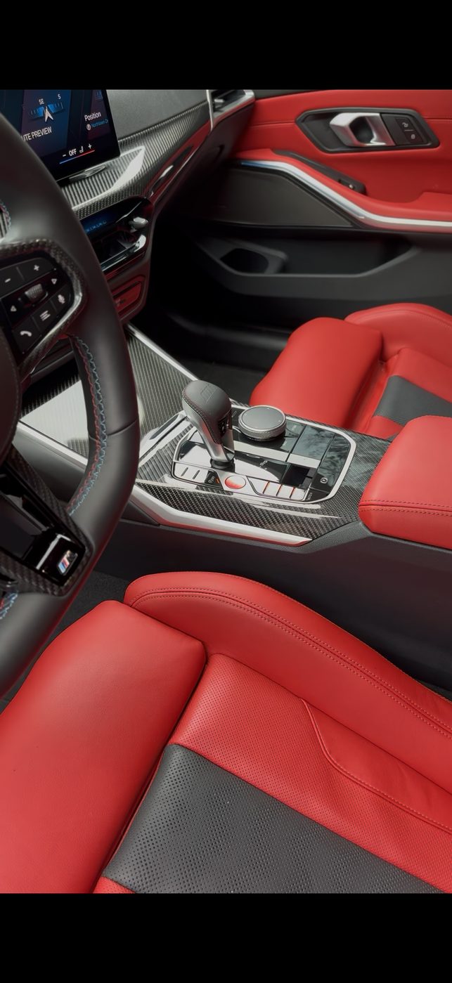 BMW M3 center console and carbon trim detailed