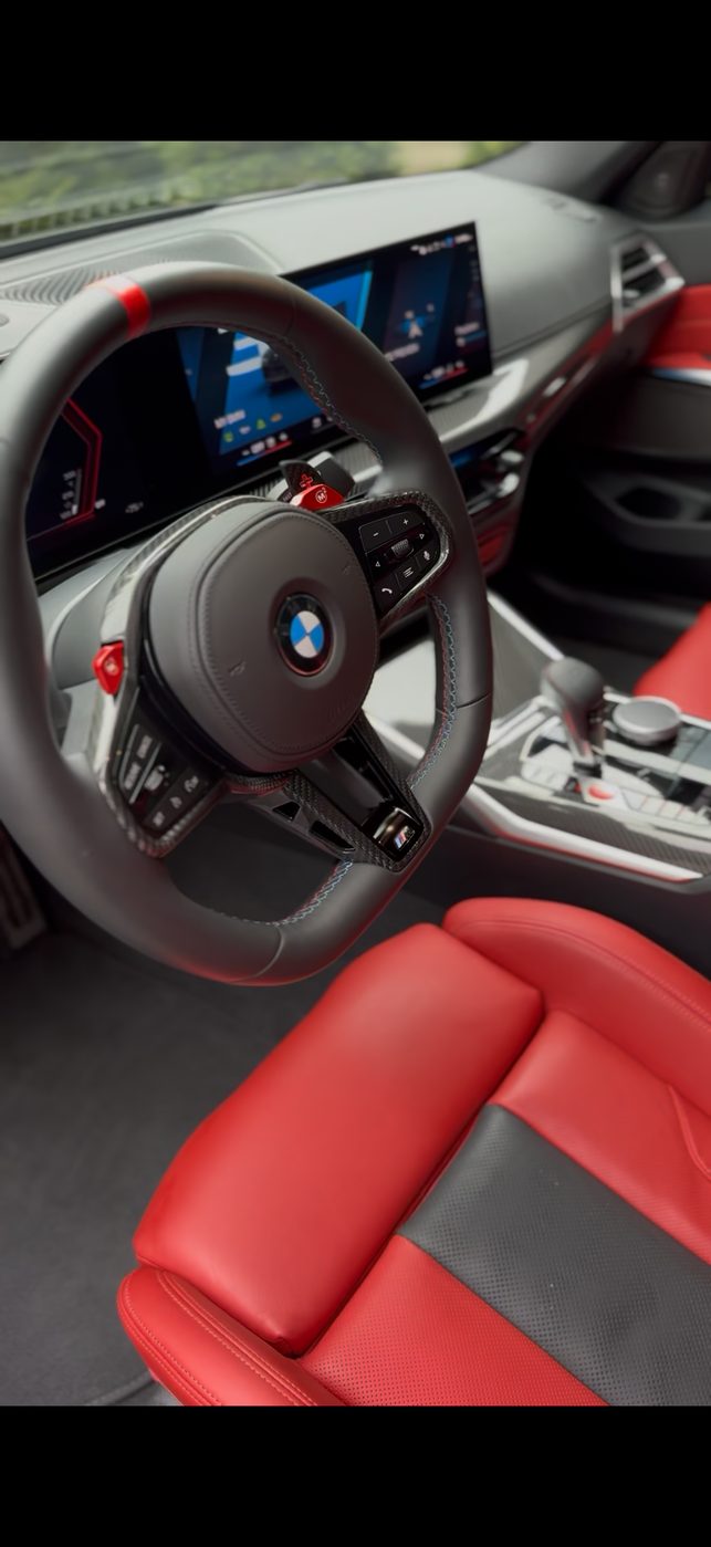 BMW M3 steering wheel and console close-up